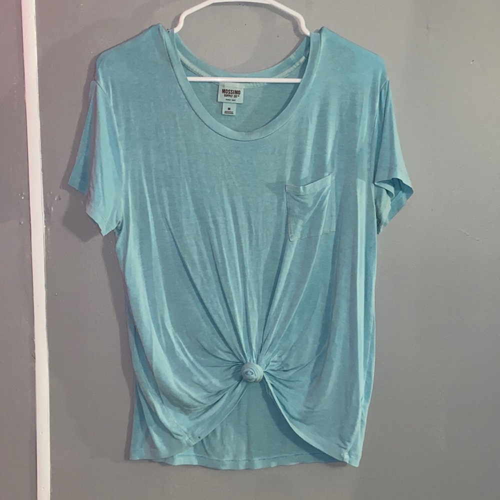 Women’s blue tie shirt. Size medium